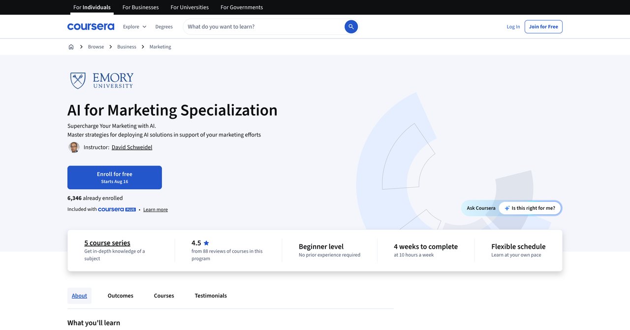 AI for Marketing Specialization