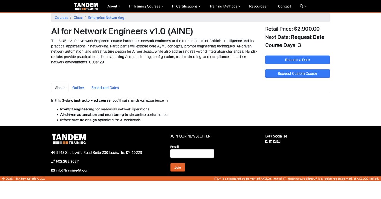 AI for Network Engineers v1.0 by Tandem Solution