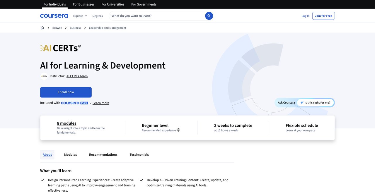 AI for Learning and Development - Coursera
