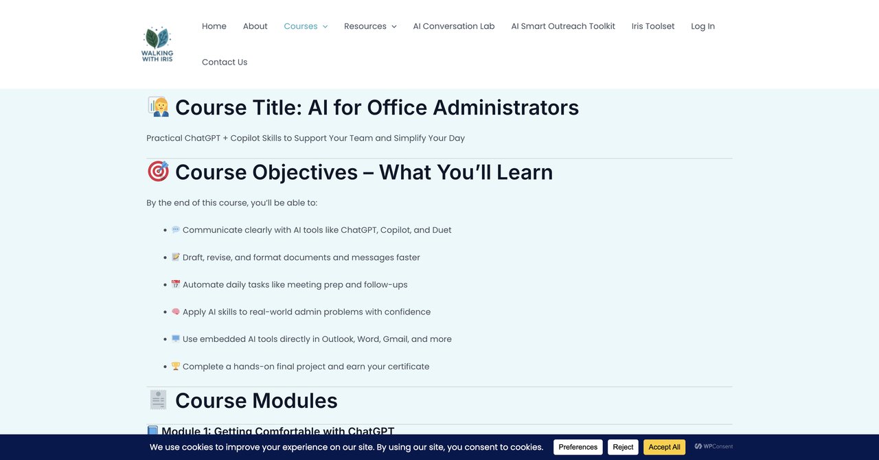 AI for Office Administrators by Walking with Iris