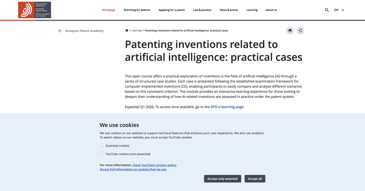 Patenting AI Inventions by European Patent Academy