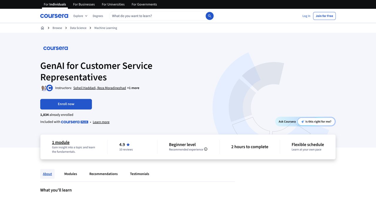 GenAI for Customer Service Representatives by Coursera