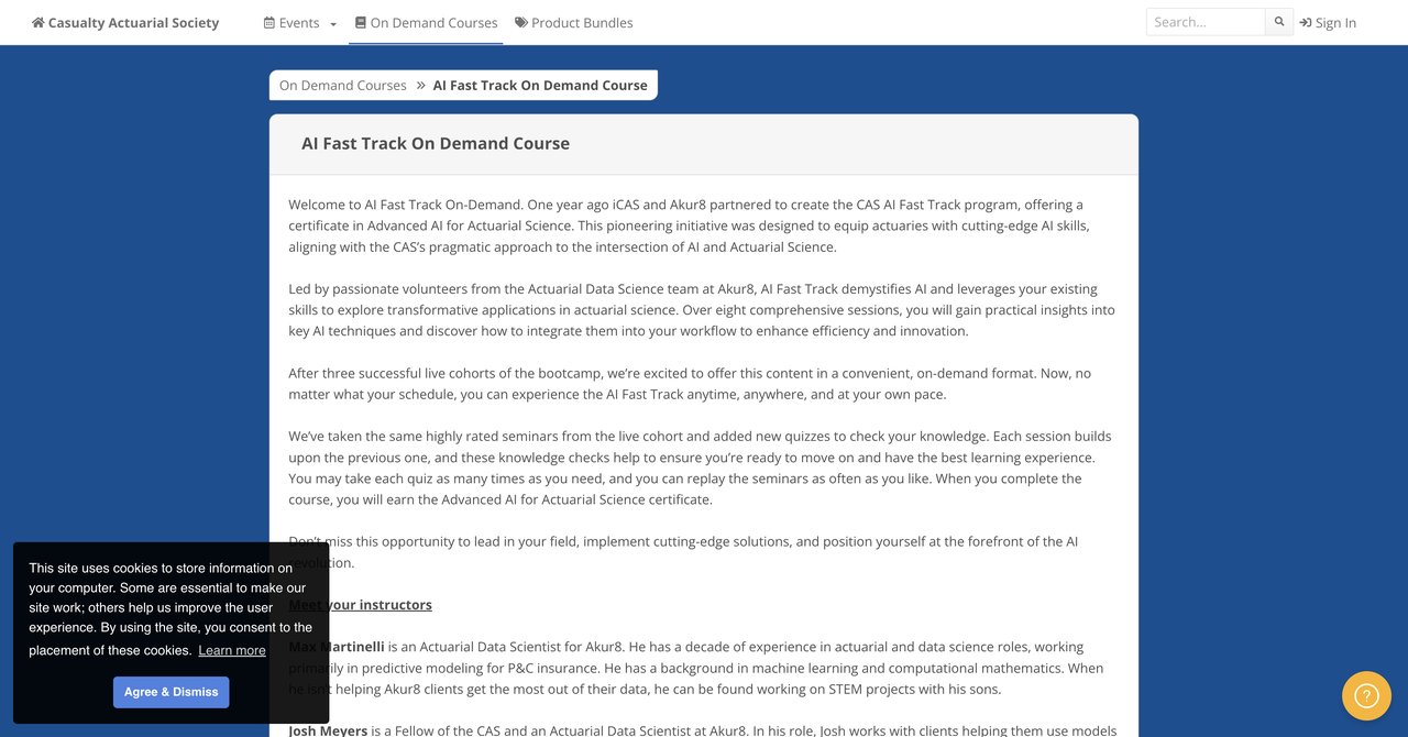 AI Fast Track On-Demand Course by CAS / Akur8
