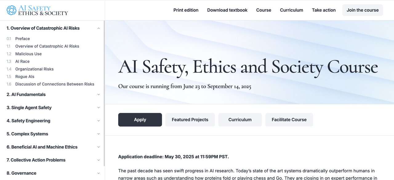 AI Safety, Ethics and Society Course