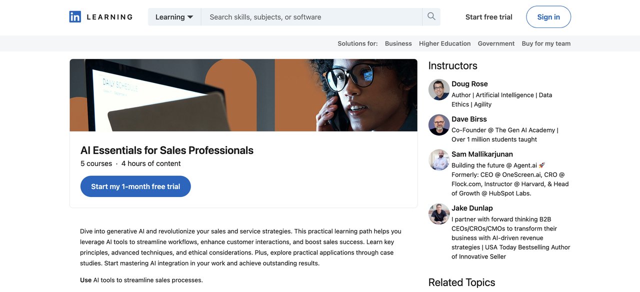 AI Essentials for Sales Professionals by LinkedIn Learning