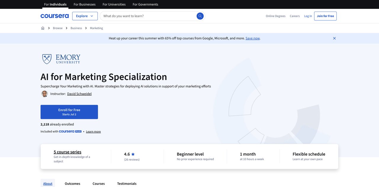 AI for Marketing Specialization