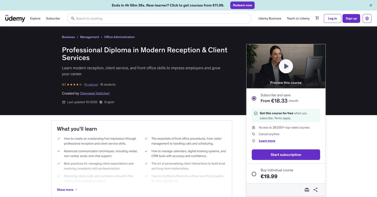 Professional Diploma in Modern Reception & Client Services