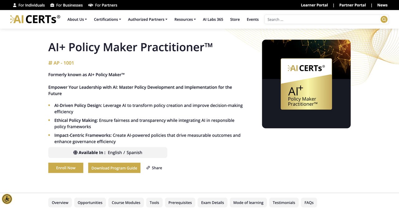 AI+ Policy Maker Practitioner