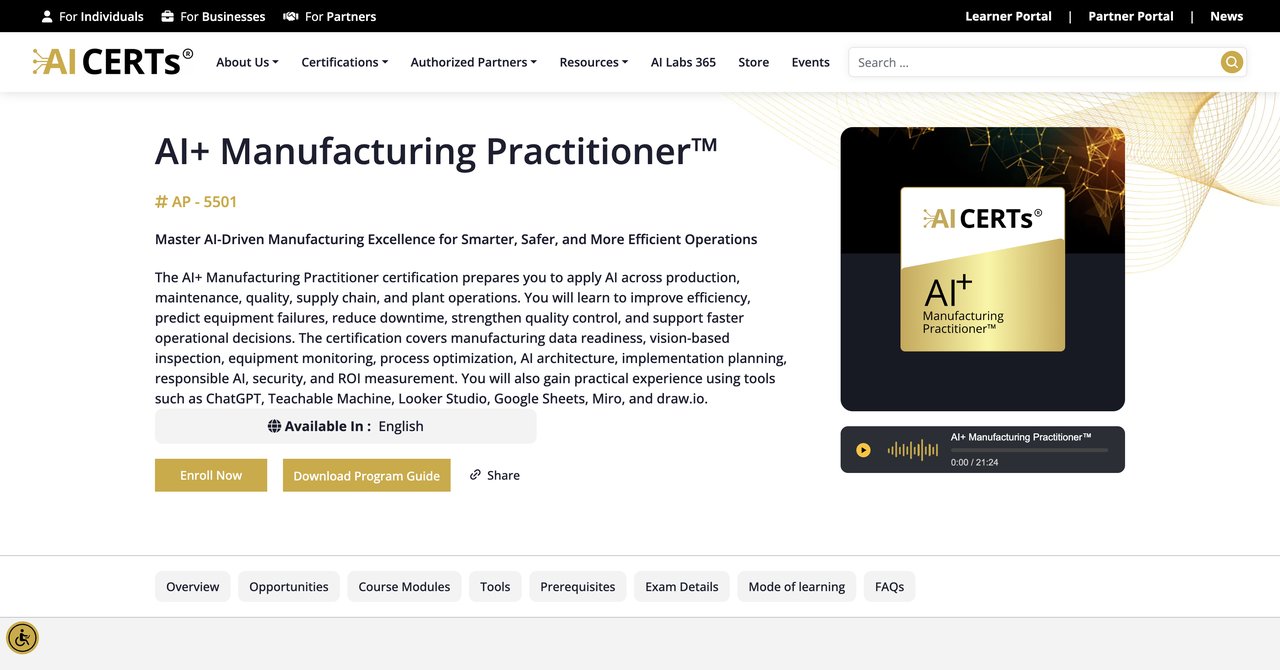 AI+ Manufacturing Practitioner Certification
