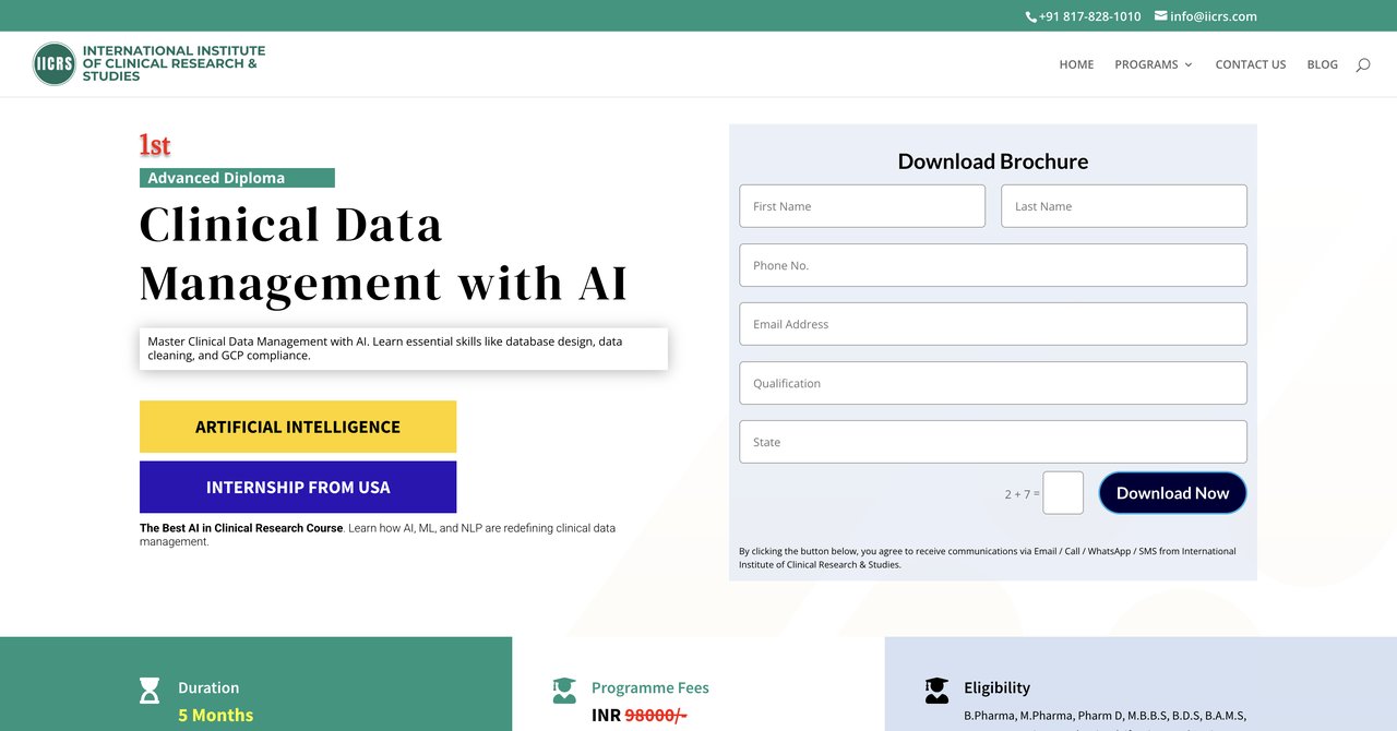 Advanced Diploma in Clinical Data Management with AI