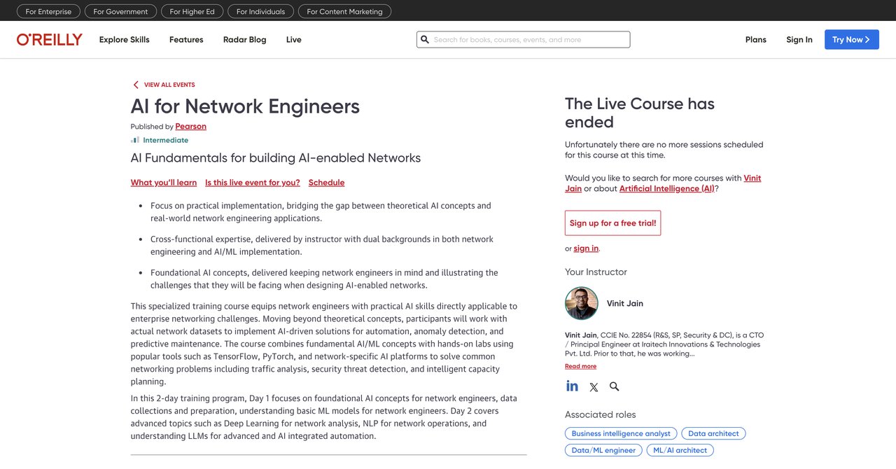AI for Network Engineers Live Event by O'Reilly