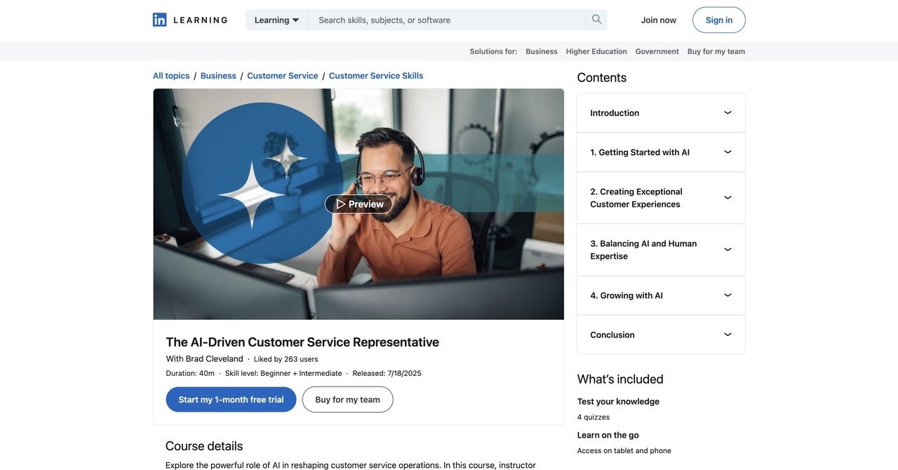 The AI-Driven Customer Service Representative by LinkedIn Learning