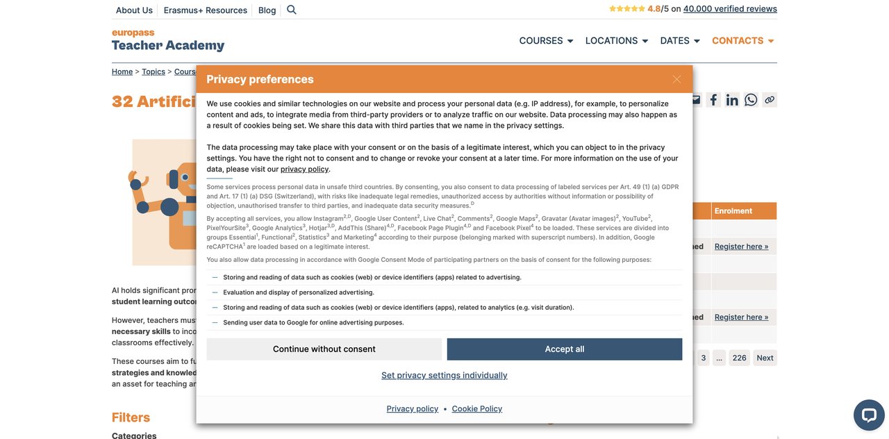 Artificial Intelligence for Education by Europass Teacher Academy