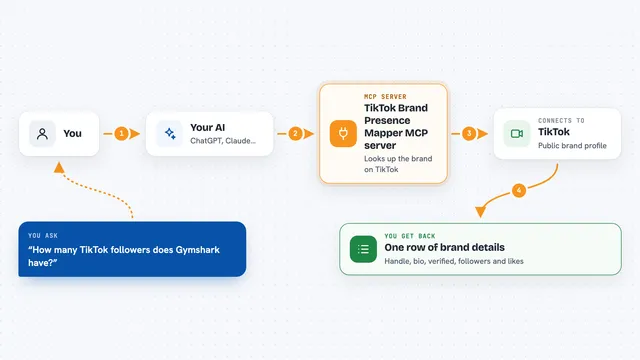 How the TikTok Brand Presence Mapper MCP server works: flow diagram