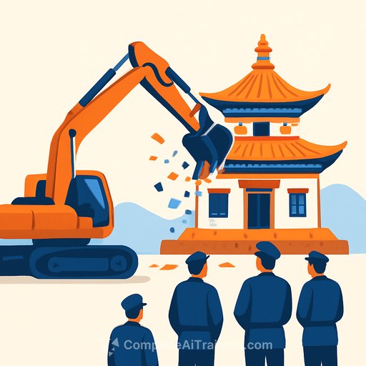 AI-generated video falsely depicts Chinese authorities demolishing Tibetan temple