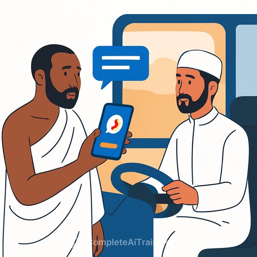 AI translation app helps Nigerian pilgrims communicate with Arabic-speaking bus driver during 2026 Hajj journey