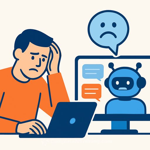 Chatbot fails to deliver useful results after repeated prompts, frustrating its user