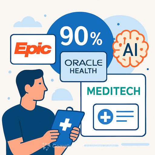Epic, Oracle Health and Meditech control 90% of the EHR market as records systems add AI capabilities