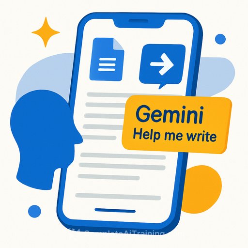 Gemini Help me write spotted in Google Docs for Android