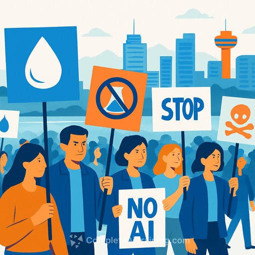 Hundreds march in Vancouver against planned Telus AI data centres amid water use concerns