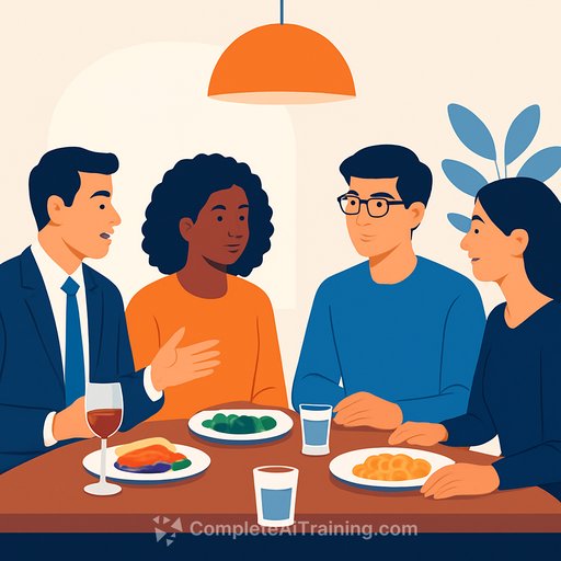 Law and computer science students trade perspectives over dinner at Stanford