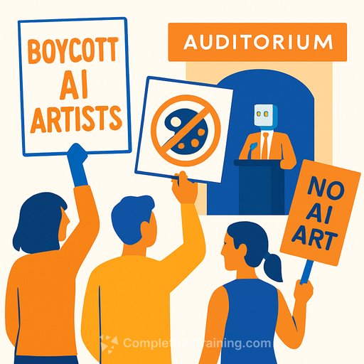 Posters urge boycott as AI artists take Stamps stage