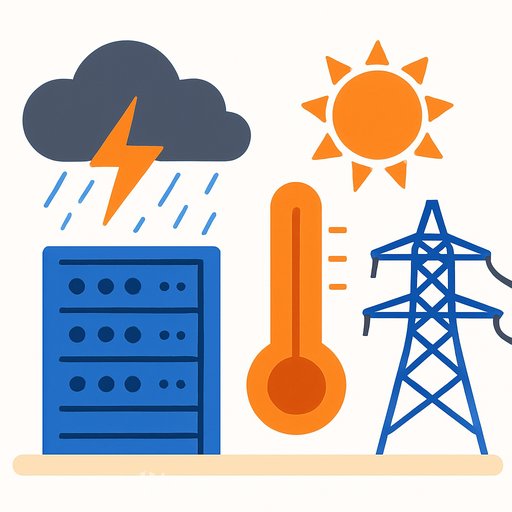 Severe weather and extreme heat strain AI data centers and power grids