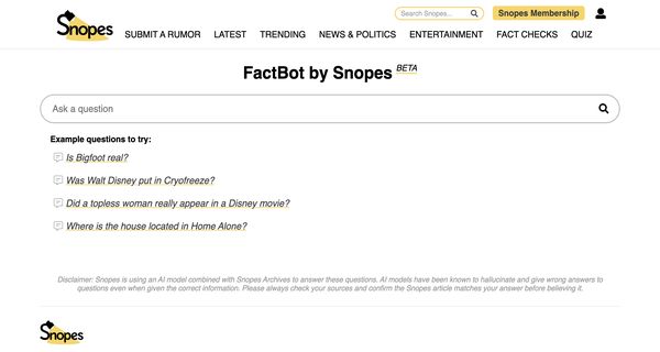 Snopes Factbot